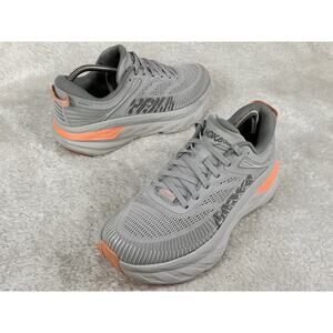 Hoka One One Bondi 7 Women’s Size 7.5 D Wide Gray Orange Running Training Gym
